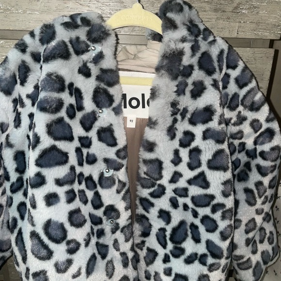 Molo toddler leopard skin faux fur grey and black toddler coat - Picture 6 of 7